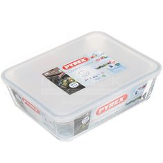 Форма для выпечки жаропрочная стеклянная Pyrex Cook Freez 243P000 прямоугольная с крышкой, 2.6 л