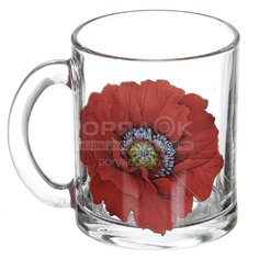 Кружка стеклянная ОСЗ Чайная Алый мак 04с1208/К, 320 мл Osz