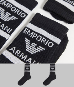 Набор из 2 пар коротких носков черного цвета Emporio Armani Bodywear-Черный цвет
