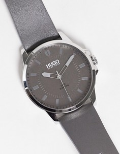 Серые мужские часы с кожаным ремешком Hugo 1530185-Серый