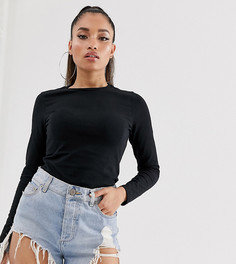 Черный лонгслив из органического хлопка узкого кроя ASOS DESIGN Petite Ultimate-Черный цвет