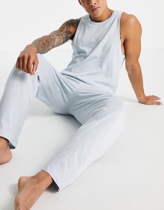 Голубая майка и брюки для дома ASOS DESIGN-Голубой