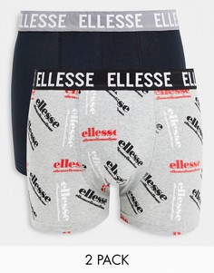 Набор из 2 боксеров черного и серого цвета со сплошным принтом ellesse-Multi