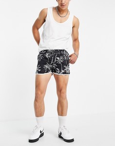 Черные шорты для плавания в стиле беговых с принтом пальм Jack & Jones Intelligence-Черный цвет
