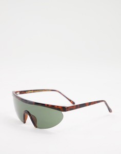Коричневые солнцезащитные очки в стиле унисекс с широким козырьком в черепаховой полуоправе A.Kjaerbede Move 2-Коричневый цвет