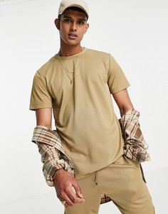 Бежевая футболка из переработанного политрикотажа от комплекта Selected Homme-Светло-бежевый цвет