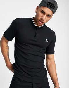 Черное поло из пике с воротником в стиле бомбер Fred Perry-Черный цвет