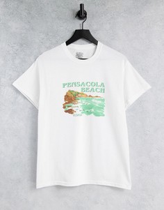 Свободная футболка с принтом "Pensacola Beach" Daisy Street-Белый