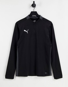 Черный топ с молнией длиной 1/4 Puma Football-Черный цвет