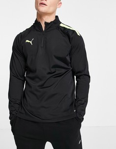Черный топ с молнией 1/4 Puma Football Liga-Черный цвет