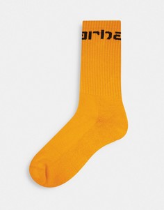 Оранжевые носки с надписью Carhartt WIP-Оранжевый цвет