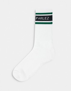 Белые носки с зелеными полосками Parlez-Зеленый цвет
