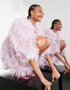 Розовое свободное платье мини из фактурной сетки ASOS EDITION-Multi