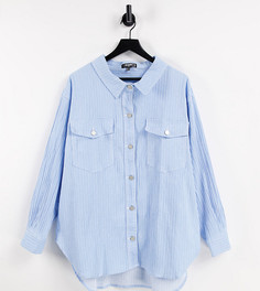 Джинсовая рубашка в голубую полоску от комплекта Missguided Plus-Голубой