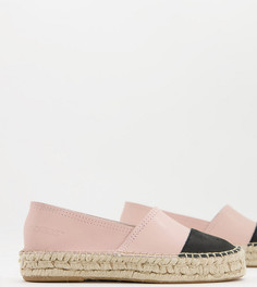 Эксклюзивные пудрово-розовые кожаные эспадрильи на платформе с черной вставкой на носке Solillas-Розовый цвет