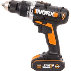 Дрель-шуруповерт ударная аккумуляторная WORX WX372, 20В, 50Нм, 2 Ач x2, кейс