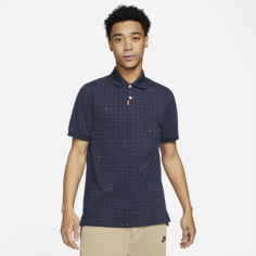 Мужская рубашка-поло с плотной посадкой и принтом The Nike Polo - Синий