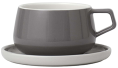 Чашка с блюдцем VIVA-SCANDINAVIA Ella, 300 мл, серая (V79748)
