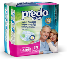 Подгузники для взрослых PREDO Adult L, талия 100-150 см, 13 шт (AD-102)