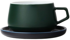 Чашка с блюдцем VIVA-SCANDINAVIA Ella, 300 мл, темно-зеленая (V79765)