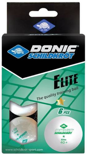 Мячи для настольного тенниса DONIC-SCHILDKROT 1* Elite, 6 шт, белые, в коробке (УТ-00019021)