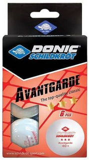 Мячи для настольного тенниса DONIC-SCHILDKROT 3* Avantgarde, 6 шт, белые, в коробке (УТ-00019025)