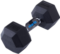 Гантель STARFIT DB-301, 14 кг, обрезиненная, черная (УТ-00016634)