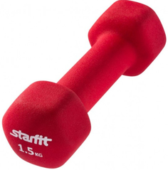 Гантель STARFIT DB-201, 1,5 кг, неопрен, красная (УТ-00009069)