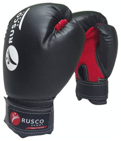 Перчатки боксерские RUSCO 8oz, искусственная кожа, черные (УТ-00018529)