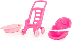Коляска-тележка для куклы PALAU-TOYS Pink Line 3 в 1 (42842_PLS)