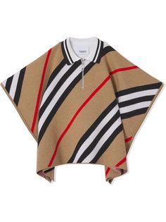 Burberry Kids трикотажный кейп в полоску Icon Stripe