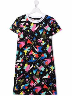 Balmain Kids платье-футболка с графичным принтом