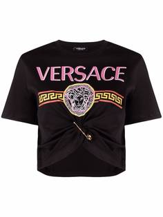 Versace укороченная футболка с принтом Medusa