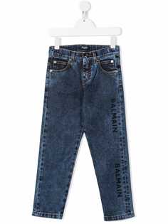 Balmain Kids узкие джинсы с завышенной талией