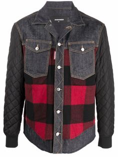 Dsquared2 джинсовая куртка с клетчатыми вставками