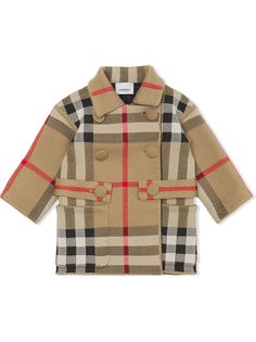 Burberry Kids жаккардовое пальто в клетку