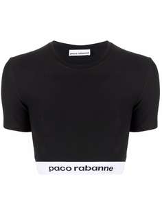 Paco Rabanne укороченная футболка с логотипом на поясе
