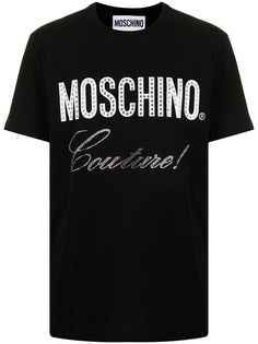 Moschino футболка с кристаллами и логотипом