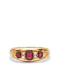 Pragnell Vintage кольцо Edwardian из желтого золота с рубином и бриллиантом