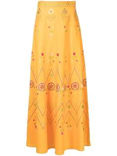 Le Sirenuse юбка с завышенной талией и абстрактным принтом