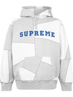 Supreme худи в технике пэчворк с логотипом