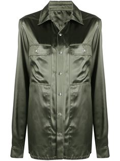Rick Owens атласная куртка-рубашка с классическим воротником