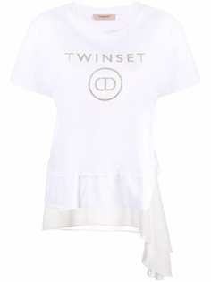 TWINSET футболка с драпировкой и логотипом