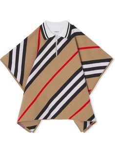 Burberry Kids трикотажный кейп в полоску Icon Stripe