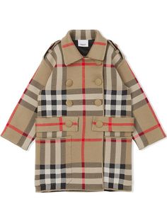 Burberry Kids жаккардовое пальто в клетку