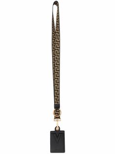 Versace картхолдер с тисненым логотипом и ланъярдом