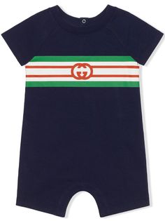 Gucci Kids комбинезон с контрастными полосками и монограммой
