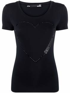 Love Moschino футболка с логотипом и заклепками