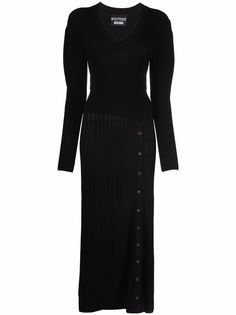 Boutique Moschino платье миди в рубчик с V-образным вырезом