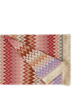 Missoni Home плед с узором зигзаг и бахромой